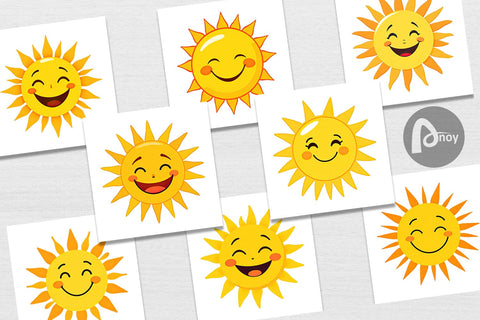 Digital Paper Smiling Sun Digital Pattern artnoy 