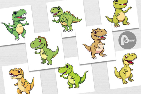 Digital Paper Smiling T-Rex Digital Pattern artnoy 