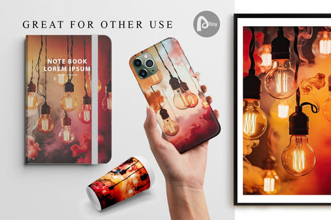 Digital Paper Smoke and Light Bulbs Digital Pattern artnoy 