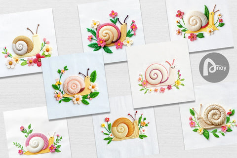 Digital Paper Snail Embroidery Digital Pattern artnoy 