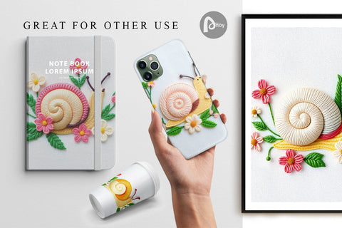 Digital Paper Snail Embroidery Digital Pattern artnoy 