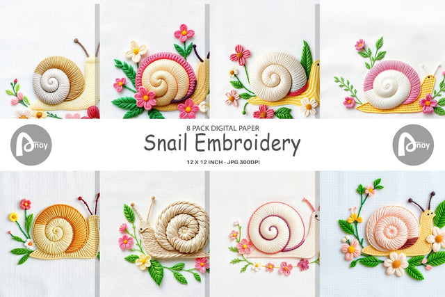 Digital Paper Snail Embroidery Digital Pattern artnoy 