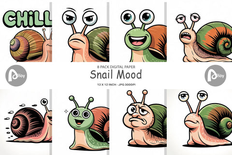 Digital Paper Snail Mood Digital Pattern artnoy 