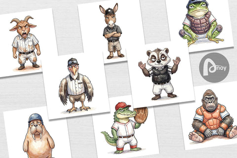 Digital Paper Snarky Baseball Catcher Watercolor Digital Pattern artnoy 