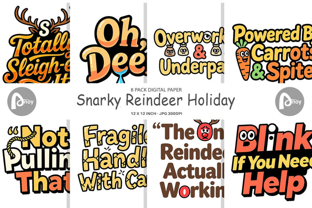 Digital Paper Snarky Reindeer Holiday Digital Pattern artnoy 
