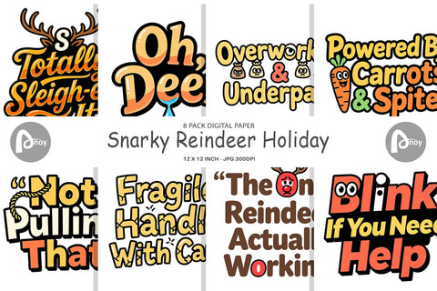 Digital Paper Snarky Reindeer Holiday Digital Pattern artnoy 