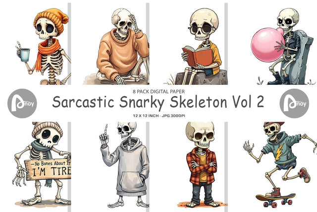 Digital Paper Snarky Skeleton Digital Pattern artnoy 