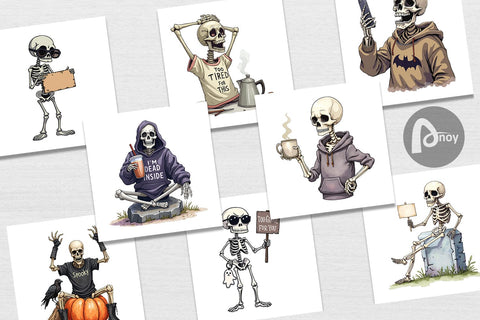 Digital Paper Snarky Skeleton Digital Pattern artnoy 