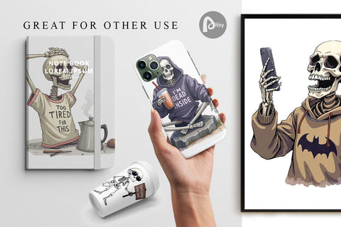 Digital Paper Snarky Skeleton Digital Pattern artnoy 