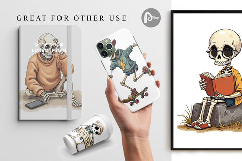 Digital Paper Snarky Skeleton Digital Pattern artnoy 