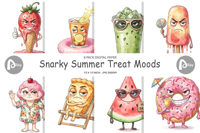 Digital Paper Snarky Summer Treat Moods Sublimation artnoy 