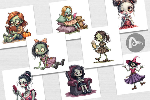 Digital Paper Snarky Zombie Doll Digital Pattern artnoy 