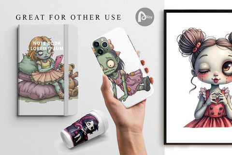 Digital Paper Snarky Zombie Doll Digital Pattern artnoy 