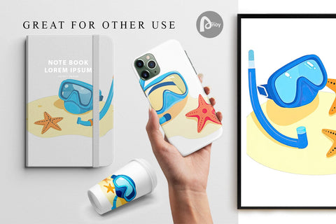 Digital Paper Snorkel Mask Digital Pattern artnoy 