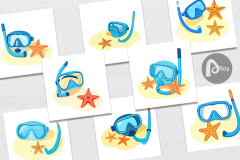 Digital Paper Snorkel Mask Digital Pattern artnoy 