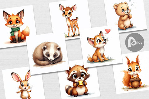 Digital Paper Snow Buddies Watercolor Digital Pattern artnoy 