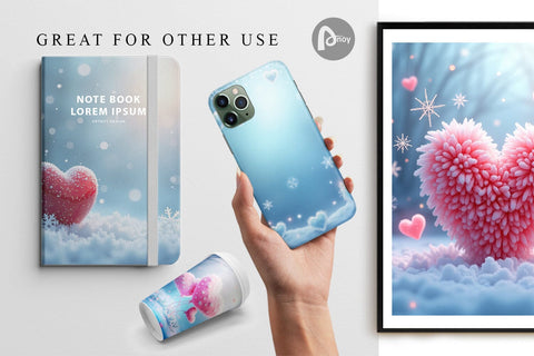 Digital Paper Snow Hearts Digital Pattern artnoy 