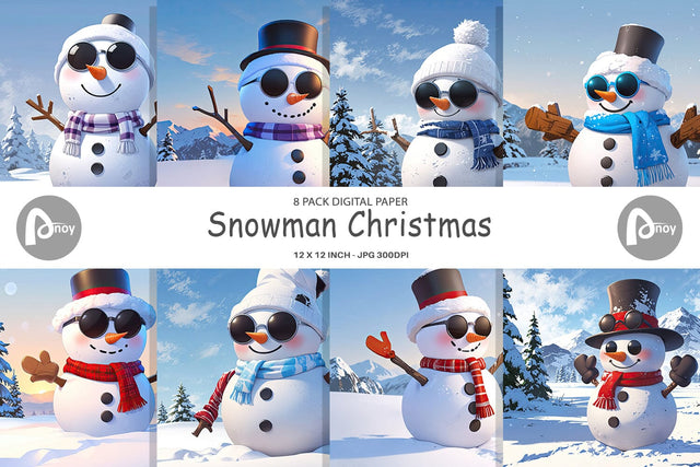 Digital Paper Snowman Christmas Digital Pattern artnoy 