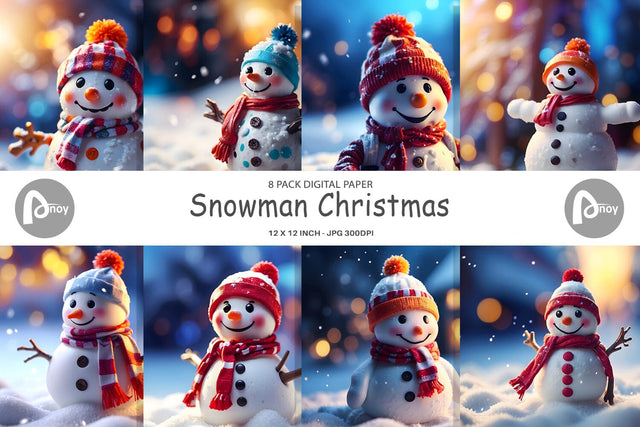 Digital Paper Snowman Christmas Digital Pattern artnoy 