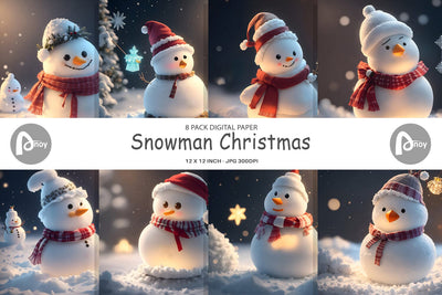 Digital Paper Snowman Christmas Digital Pattern artnoy 