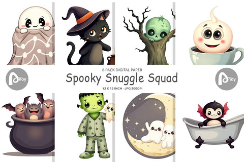 Digital Paper Snuggle Spooky Squad Digital Pattern artnoy 