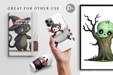 Digital Paper Snuggle Spooky Squad Digital Pattern artnoy 