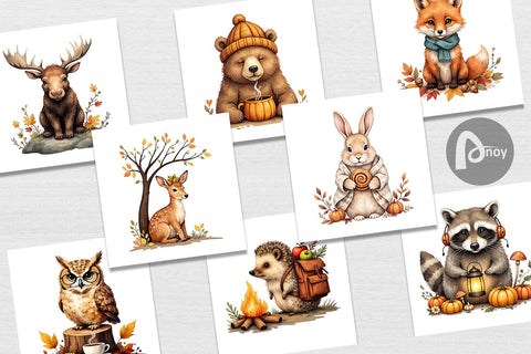 Digital Paper Snuggly Fall Critters Digital Pattern artnoy 