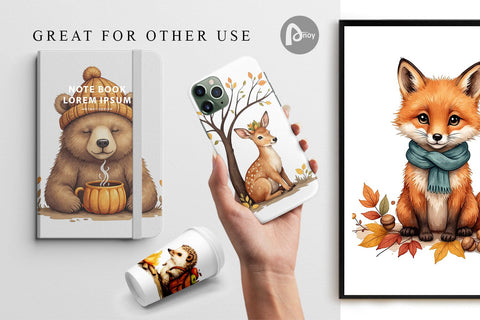 Digital Paper Snuggly Fall Critters Digital Pattern artnoy 