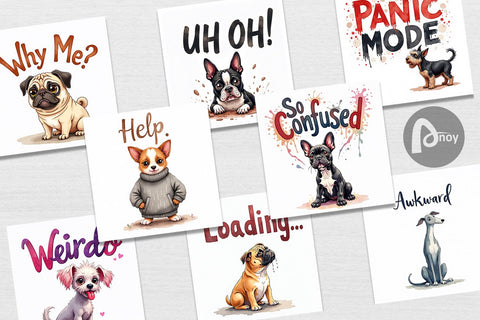 Digital Paper Socially Awkward Dog Watercolor Digital Pattern artnoy 