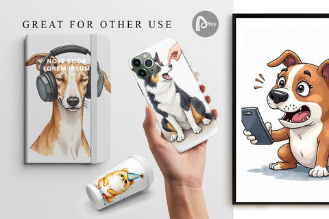 Digital Paper Socially Awkward Pups Sarcastic Watercolor Digital Pattern artnoy 