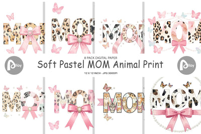 Digital Paper Soft Pastel MOM Animal Print Digital Pattern artnoy 