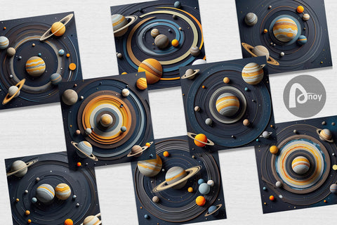 Digital Paper Solar System Digital Pattern artnoy 