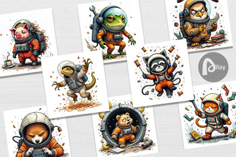 Digital Paper Space Chaos Critter Digital Pattern artnoy 