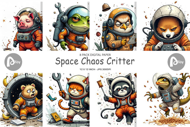 Digital Paper Space Chaos Critter Digital Pattern artnoy 