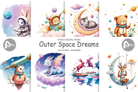 Digital Paper Space Dreamscape Digital Pattern artnoy 