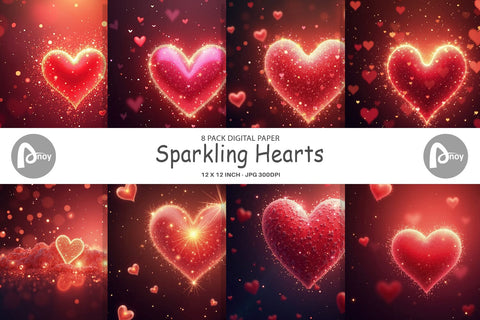 Digital Paper Spark Hearts Digital Pattern artnoy 