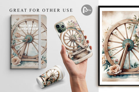 Digital Paper Spinning Wheel Digital Pattern artnoy 