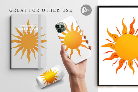 Digital Paper Spiral Sun Digital Pattern artnoy 