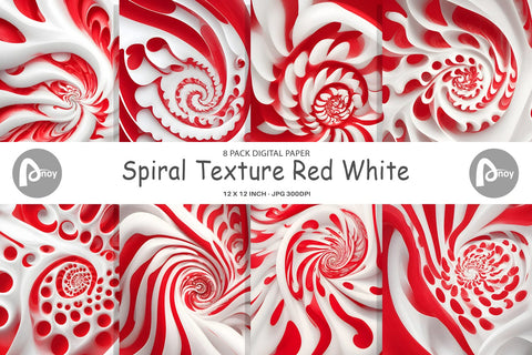 Digital Paper Spiral Texture Red White Digital Pattern artnoy 