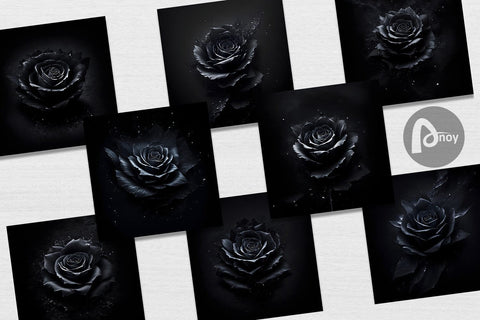 Digital Paper Splash Black Rose Flower Digital Pattern artnoy 