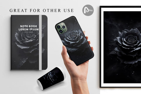 Digital Paper Splash Black Rose Flower Digital Pattern artnoy 