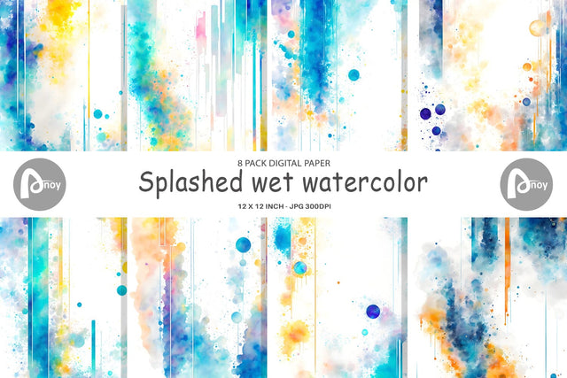 Digital Paper Splashed wet watercolor Digital Pattern artnoy 
