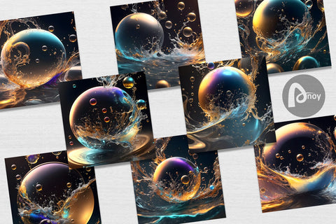 Digital Paper Splashing Bubbles Digital Pattern artnoy 