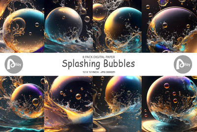 Digital Paper Splashing Bubbles Digital Pattern artnoy 