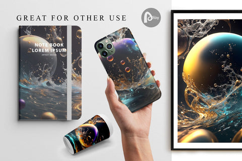 Digital Paper Splashing Bubbles Digital Pattern artnoy 