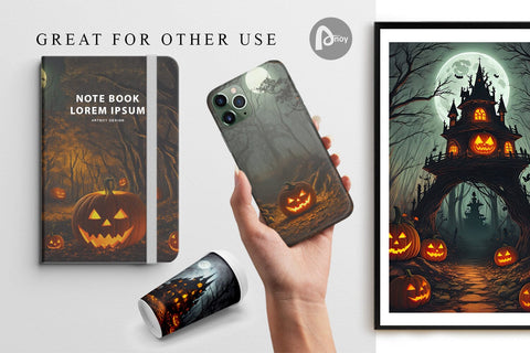 Digital Paper Spooky Forest Halloween Digital Pattern artnoy 