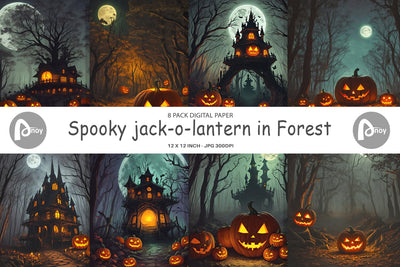 Digital Paper Spooky Forest Halloween Digital Pattern artnoy 