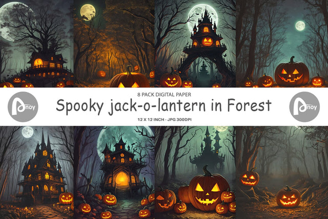 Digital Paper Spooky Forest Halloween Digital Pattern artnoy 