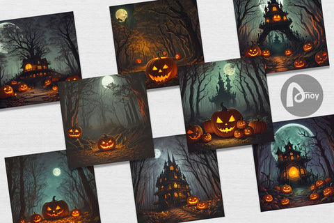 Digital Paper Spooky Forest Halloween Digital Pattern artnoy 