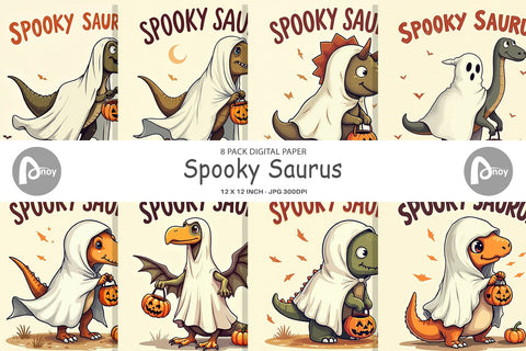 Digital Paper Spooky Saurus Digital Pattern artnoy 